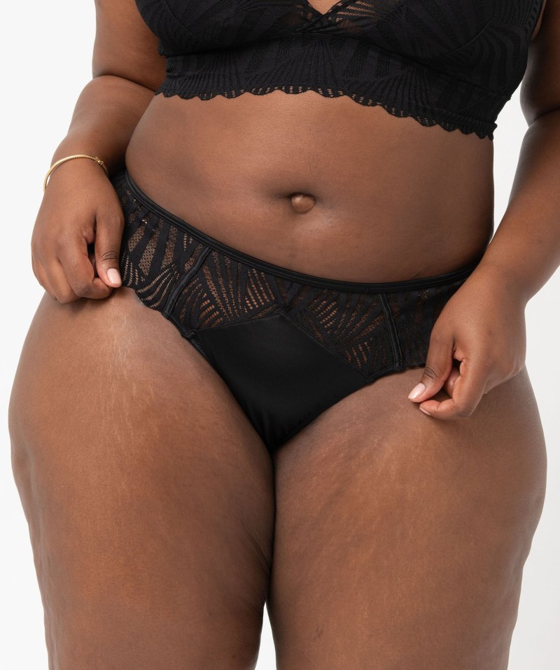 Tanga en microfibre et dentelle femme grande taille